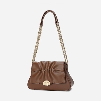 Minimally designed Maillard style pleated small bag, light luxury shoulder bag